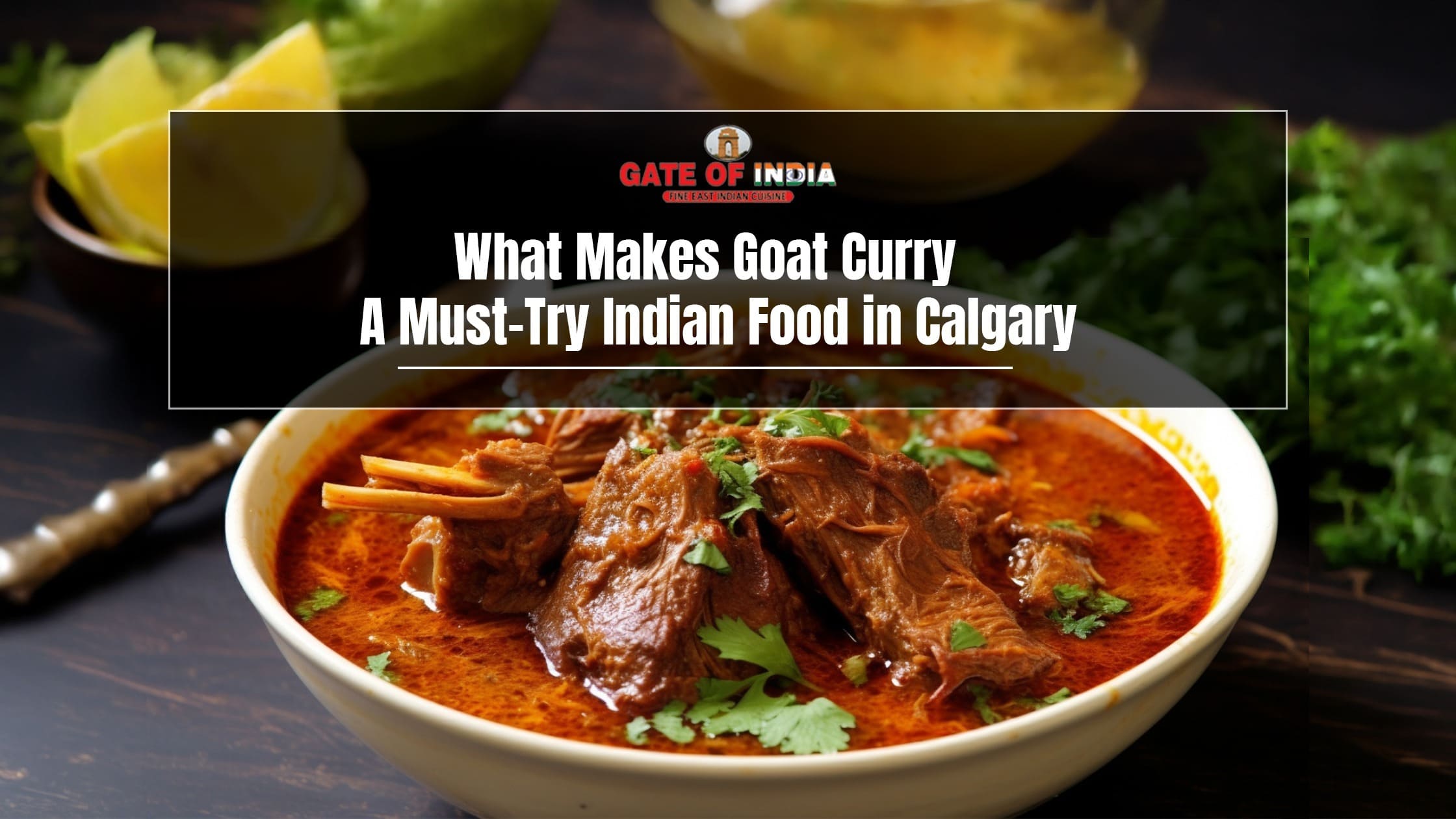 Indian brunch buffet with traditional dishes in serving pots at Gate of India Calgary